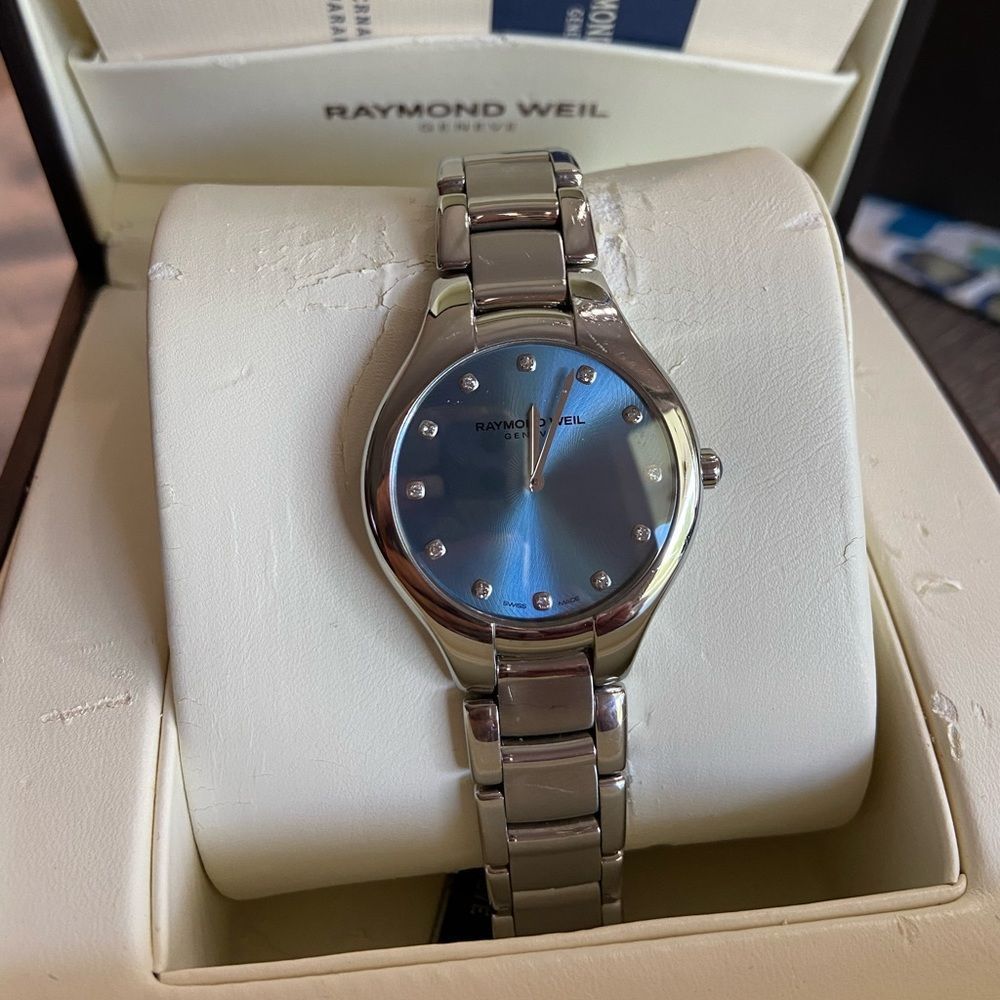 New Raymond Weil ladies blue Noemia diamond dial watch